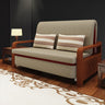 Stylish Sofabed in Khaki Yellow with Dark Gray, Light Brown, and Blue Accents - Durable Rubber Wood and Pine Wood Frame with Faux Leather & Cotton - Linen Blend Upholstery fnm - 949MUTUKISPACE