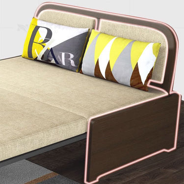 Elegant Solid Wood Sofabed with Cotton - Linen Upholstery in Yellow, Brown, Light Gray, Dark Blue, and Beige fnm - 954MUTUKISPACE