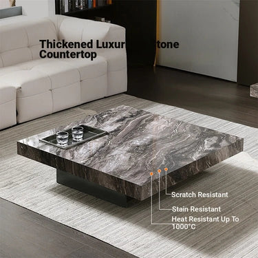 Elegant Coffee Table with Sintered Stone and Stainless Steel – Modern Living Room Centerpiece fplk - 5022MUTUKISPACE