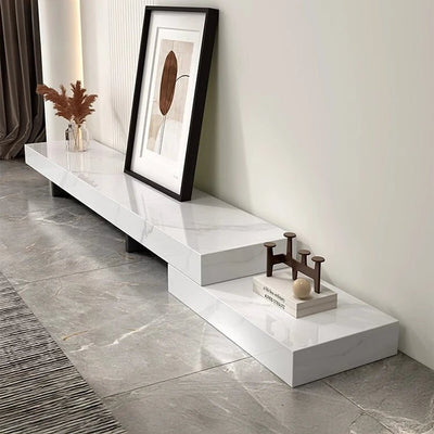 Modern TV Stand with Sintered Stone Finish – Stylish Multi-Layer Entertainment Center