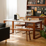 Elegant Cherry & Boxwood Dining Table with Marble Top - Modern and Stylish Design fpmxm - 2771MUTUKISPACE
