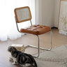Ash Wood Dining Chair with Rattan and Faux Leather - Stylish Comfort for Your Home fpmxm - 2775MUTUKISPACE