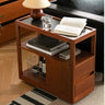 Elegant Boxwood Cherry Wood Marble Bedside Cart with Drawers fpmxm - 2784MUTUKISPACE