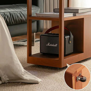 Elegant Boxwood Cherry Wood Marble Bedside Cart with Drawers fpmxm - 2784MUTUKISPACE