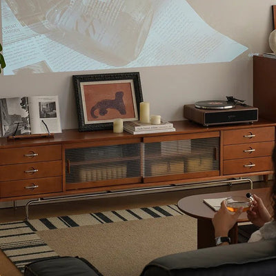 Sleek Boxwood Beech TV Stand with Glass Doors – Elegant Storage Solution fpmxm - 2785MUTUKISPACE