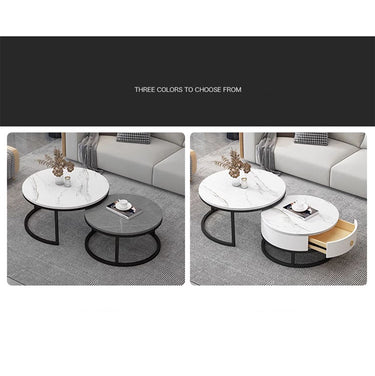 Modern Sintered Stone Coffee Table with Adjustable Metal Legs and Sleek PU Leather Trim - White, Gray, Brown Options frg - 493MUTUKISPACE