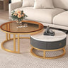 Stylish Sintered Stone & Metal Coffee Table - White, Black, Gray & Brown Finishes frg - 495MUTUKISPACE