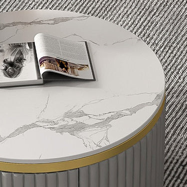 Stylish Sintered Stone Coffee Table with White, Brown, and Gray Highlights - Perfect for Modern Living Rooms frg - 496MUTUKISPACE