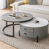 Modern Sintered Stone Accent Coffee Table with Sleek PU Leather and Particle Board Finish - Gray, White, Black frg - 497MUTUKISPACE
