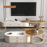 Luxury Sintered Stone and Synthetic Leather Coffee Table - Modern White, Black, Gray, Brown Metal Design frg - 503MUTUKISPACE