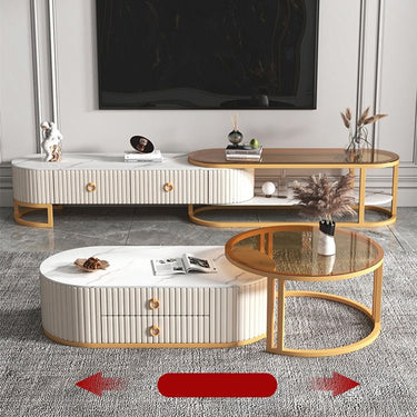 Luxury Sintered Stone and Synthetic Leather Coffee Table - Modern White, Black, Gray, Brown Metal Design frg - 503MUTUKISPACE