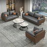 Luxurious Dark Brown Gray Sofa with Solid Wood Frame - Orange and Latex Faux Leather Upholstery fsj - 1027MUTUKISPACE