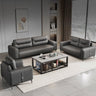 Stylish Dark Brown Faux Leather Sofa with Pine Wood Frame – Modern, Comfortable Seating in Orange, White, Gray & Black fsj - 1028MUTUKISPACE