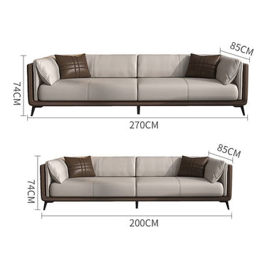 Modern Light Gray Sofa with Dark Brown Pine Wood Frame and Faux Leather Accents fsj - 1029MUTUKISPACE