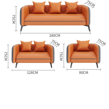 Modern Orange & Gray Faux Leather Sofa with Pine Wood Frame fsj - 1030MUTUKISPACE