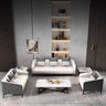 Modern Dark Gray & Light Orange Sofa with Pine Wood Faux Leather Accents fsj - 1031MUTUKISPACE