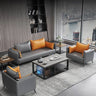 Elegant Orange and Gray Sofa - Black Solid Wood Frame with Durable Faux Leather Finish fsj - 1032MUTUKISPACE