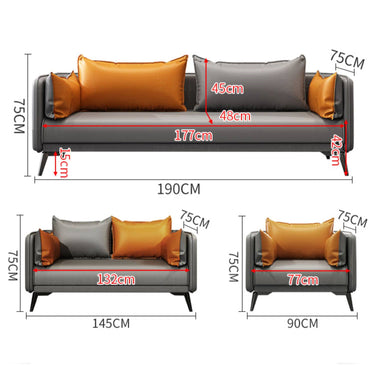 Elegant Orange and Gray Sofa - Black Solid Wood Frame with Durable Faux Leather Finish fsj - 1032MUTUKISPACE