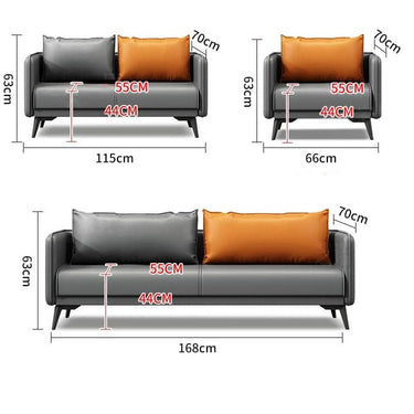 Modern Stylish Sofa - Orange, Gray, Black Faux Leather with Solid Wood Frame fsj - 1033MUTUKISPACE