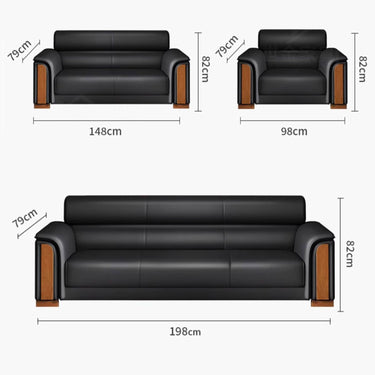 Stylish Solid Wood Sofa with Faux Leather Upholstery in Black, Light Brown, and Gray fsj - 1035MUTUKISPACE