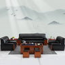 Elegant Black and Light Brown Solid Wood Faux Leather Sofa for Luxurious Living Rooms fsj - 1036MUTUKISPACE