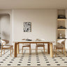 Stylish Multi - Material Table: Black, White, Gray, Brown, Natural Wood & Sintered Stone Top fsm - 309MUTUKISPACE