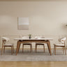 Stylish White Sintered Stone Table with Ash Wood Multi - Layer Board Top fsm - 310MUTUKISPACE