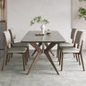 Modern Multi - Material Table with White Sintered Stone and Ash Wood Finish fsm - 312MUTUKISPACE