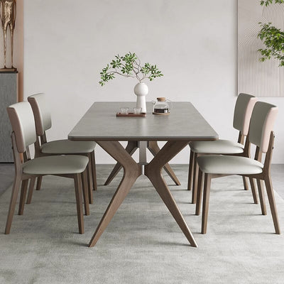 Modern Multi-Material Table with White Sintered Stone and Ash Wood Finish