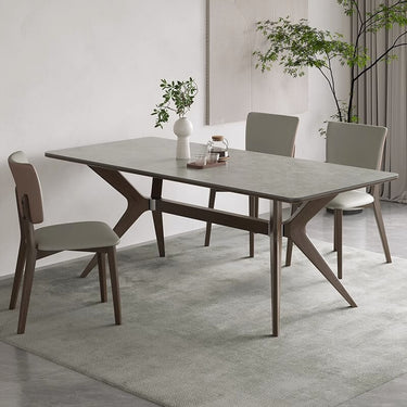Modern Multi - Material Table with White Sintered Stone and Ash Wood Finish fsm - 312MUTUKISPACE
