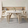 Elegant White Table with Sintered Stone and Ash Wood Multi - Layer Board - Modern Design fsm - 313MUTUKISPACE
