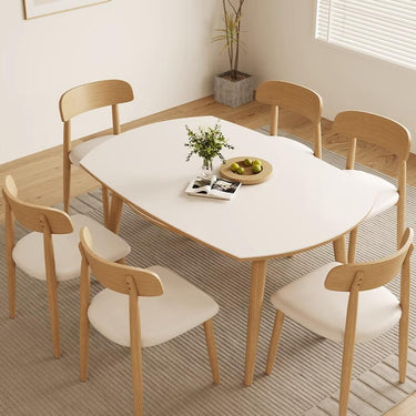 Modern Oak Multi - Layer Board Table with Elegant Sintered Stone Top in Natural Wood, White, and Gray Finishes fsm - 314MUTUKISPACE