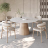 Elegant Natural Wood & Sintered Stone Table - Modern White & Gray Finish with Ash Wood Layers fsm - 315MUTUKISPACE