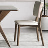 Modern Off - White and Brown Gray Ash Wood Chair with PU Leather Upholstery fsm - 968MUTUKISPACE
