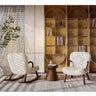 Cozy Faux Lambswool Chair in Premium Natural Brown Wood Finish fsmy - 400MUTUKISPACE