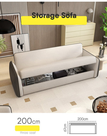 Stylish Gray and Orange Techno Fabric Sofa with Wood Accents - Perfect for Modern Homes fsmy - 404MUTUKISPACE