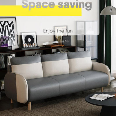 Modern Gray Sofa with Scratch-Resistant Techno Fabric and Durable Wood Particle Board