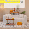 Luxury Off White Faux Lambswool Sofa with Silicon Fill and Wood Accents fsmy - 448MUTUKISPACE
