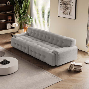 Stylish Multi - Color Sofa: Light Gray, Green, White, Blue with Wood and Faux Lambswool Finish fsmy - 449MUTUKISPACE