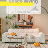 Modern White Sofa with Green, Blue, and Gray Accents - Black Wood Frame and Faux Lambswool Silicon Fill for Ultimate Comfort fsmy - 450MUTUKISPACE