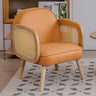 Stylish Scratch - Resistant Rubber Wood Chair in Off White, Orange, and Green Fabric fsmy - 452MUTUKISPACE