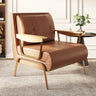 Sofabed in Orange and Blue Light Beige with Oak Wood and Leathaire Finish – Modern Comfort and Style fsq - 1414MUTUKISPACE
