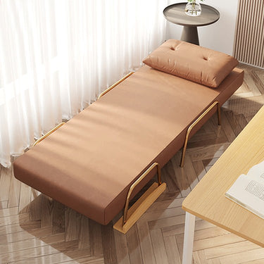 Sofabed in Orange and Blue Light Beige with Oak Wood and Leathaire Finish – Modern Comfort and Style fsq - 1414MUTUKISPACE