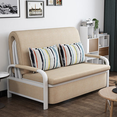 Elegant Solid Wood Sofabed with Cotton - Linen Upholstery in Khaki, Navy Blue, Yellow, Dark Gray, and Green - Stylish and Durable fsq - 1418MUTUKISPACE