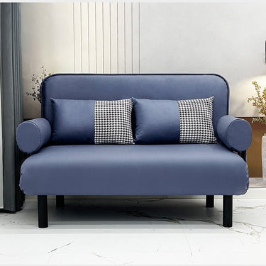 Stylish Leathaire Sofabed in Blue, Orange, and Gray for Modern Living Rooms fsq - 1422MUTUKISPACE