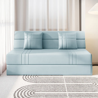 Modern Leathaire Sofabed in Orange, Beige, and Light Blue for Stylish Living Rooms fsq - 1423MUTUKISPACE