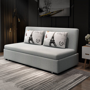 Elegant Blue and Light Gray Cotton - Linen Sofabed with Wooden Frame - Modern Living Room Essential fsx - 1001MUTUKISPACE