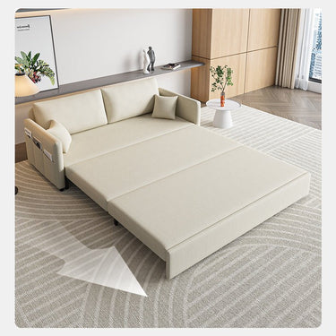 Modern Cotton - Linen Sofabed - Khaki, Light Gray, Dark Blue, Brown and BlueGray Options - Stylish Wooden Frame fsx - 1002MUTUKISPACE