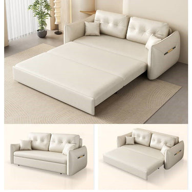 Luxurious Dark Leathaire Sofabed in White Champagne Blue with Light Gray Accents – Perfect Blend of Comfort and Style fsx - 1013MUTUKISPACE
