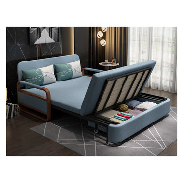 Luxurious Solid Wood Sofabed in Khaki Brown with Cotton - Linen Blend - Available in Violet, Green, and Light Blue fsx - 998MUTUKISPACE